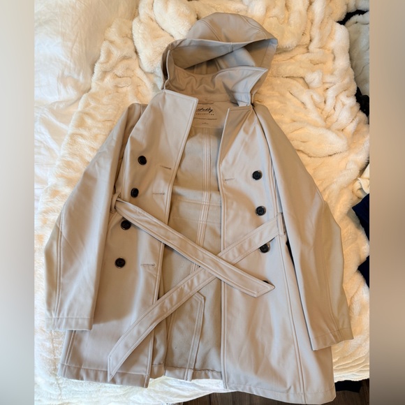 Sebby Jackets & Blazers - Cream Windproof Water Resistant Trench Jacket